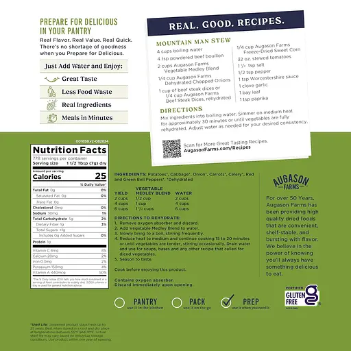 Сублимированная смесь тушеных овощей Augason farms, 778 порций, 25 лет срок хранения (101081) - фото 3