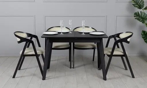 Стол Милан черный 1100/1400x700x750 черные ноги - фото 8