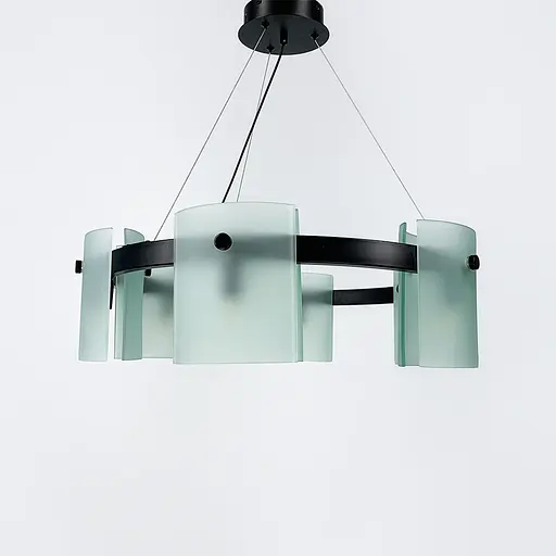 Люстра-кольцо в черном корпусе с матовыми пластинами Ø60 см Ст. D 3903/6 BK+WT | Line F - фото 1