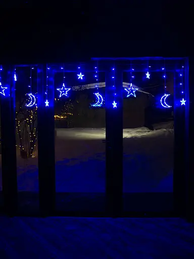 Гірлянда на вікно Синя Бахрома 3 метри Зірки та Місяць 138 лампочок Laplandia світлодіодна від мережі (B.02.5T.138+L) - фото 4