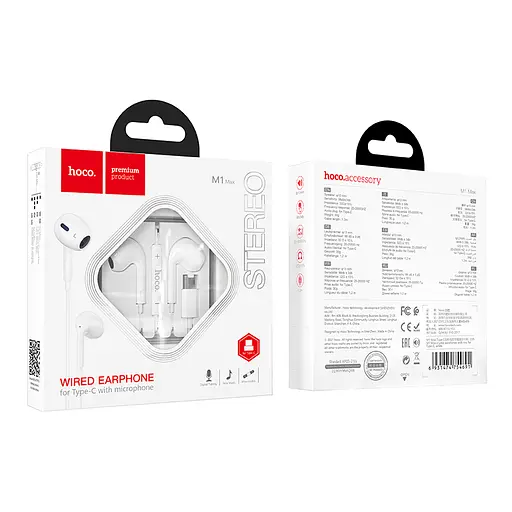 Навушники HOCO M1 Max crystal earphones for Type-C with mic White - фото 4