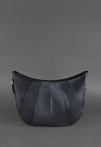 Шкіряна жіноча сумка Круасан синя - фото 5