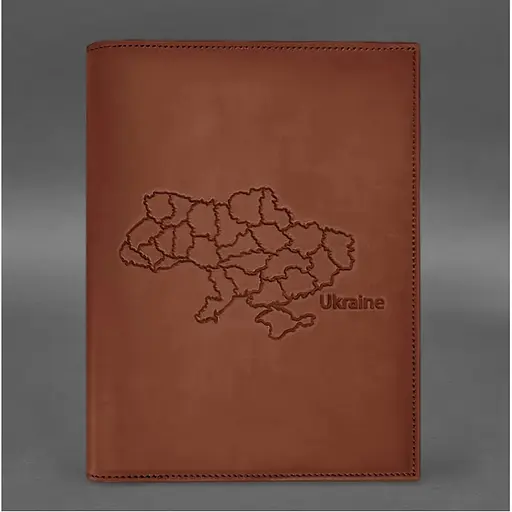 Кожаная обложка BlankNote Standart Crazy Horse с картой Украины для нотариального реестра светло-коричневый - фото 2
