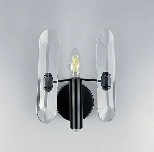 Дизайнерське бра в чорному кольорі з кришталевими пластинами Line F MB 2008 B - фото 1