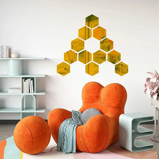 Дзеркальний декор Wall Sticker SW-00002517 акриловий самоклеючий 125х105 мм 12 шт. золото - фото 5