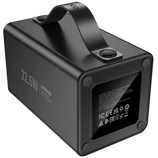 Портативний ЗП Power Bank Hoco J138 22.5W+PD20W+DC12V 60000 mAh Black - фото 3