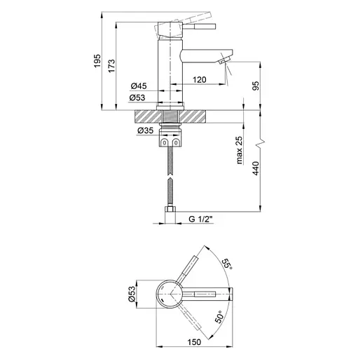 Набор для ванной комнаты Adamant раковина умывальник FLATE 120L искусственный камень прямоугольная с сифоном Click-Clack + смеситель - фото 10