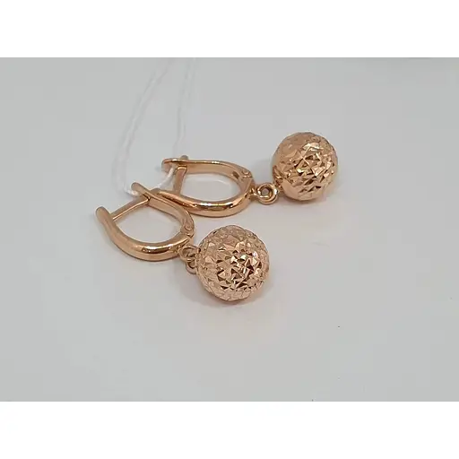 Золотые серьги-подвески Favoritum Шары с алмазной гранью. 210137_9_А - фото 3