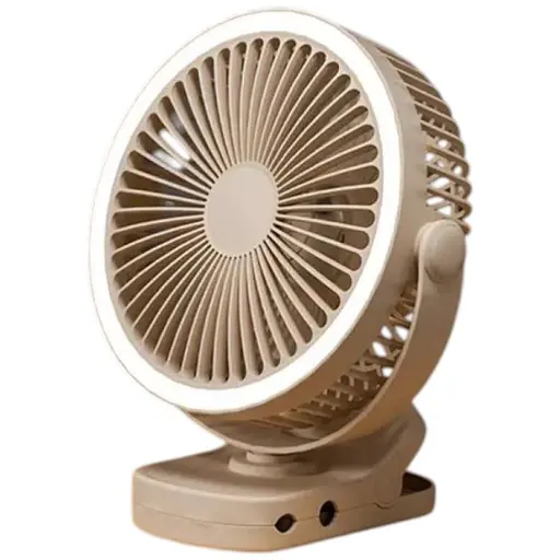 Вентилятор настольный беспроводной D1 с прищепкой и подсветкой белый - фото 1
