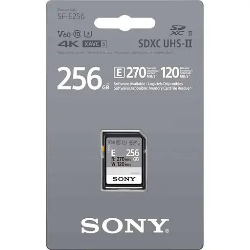 Карта памяти Sony 256GB SDXC C10 UHS-II U3 V60 R270/W120MB/s Entry (SFE256.ET4) - фото 2