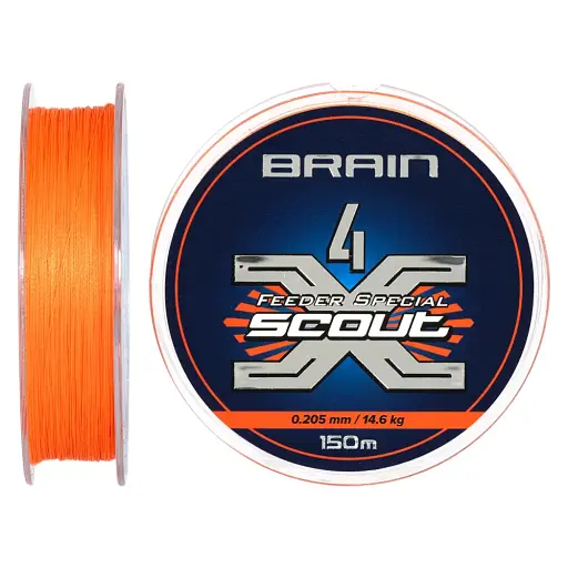 Шнур Brain Scout 4X 150 м (fluoro Orange) 0.205 мм 14.6 кг