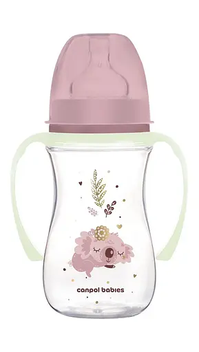Бутылка с широким антиколиковым отверстием 240 мл "Sleepy Koala" Canpol babies Розовая - фото 1