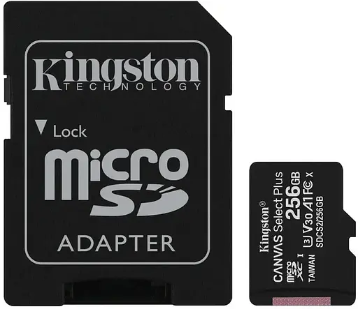 Карта пам'яті Kingston microSDXC Canvas Select Plus Class 10 UHS-I U1 V10 A1 + SD-адаптер 256GB Full HD та 4K - фото 2