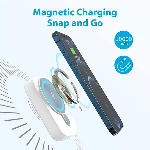 Беспроводное магнитное портативное зарядное устройство MOXNICE 10000 мАч 20 Вт PD 3.0 USB C - фото 4