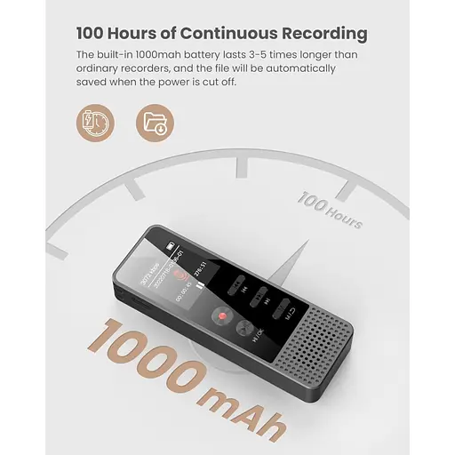 Цифровой bluetooth диктофон ZOOAOXO V200 64 ГБ черный - фото 5