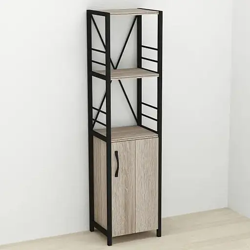 Этажерка 3/34 Ferrum-decor Серии Конект с тумбой 144x34x28 Черный ДСП Сонома Трюфель (FRD-104425)