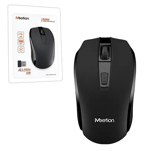 Бездротова миша MEETION R560 USB Nano 2.4G чорна - фото 3