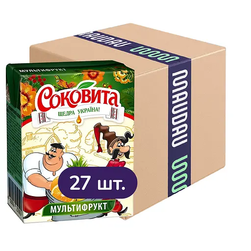 Упаковка сокового напою Соковита Мультифруктовий 5.4 л (200 мл х 27 шт.) - фото 1