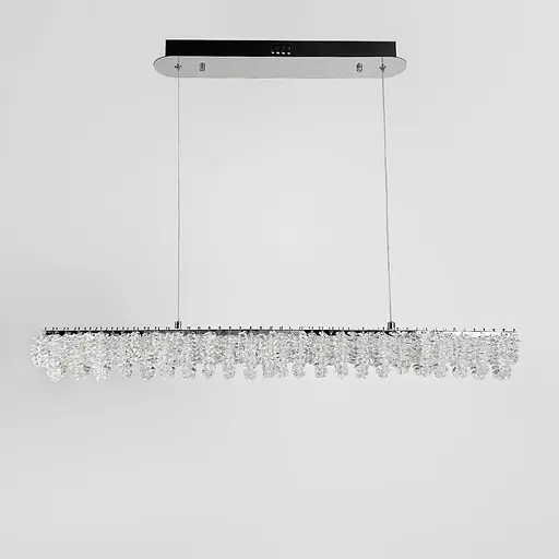 Видовжена кришталева люстра в хромі 80х5 см | Арт. 33038L-850*50 CH | Line F - фото 7