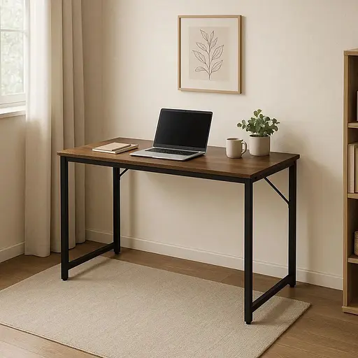 Письменный стол Costway Homart со стальным каркасом коричневый - фото 2