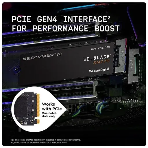 SSD накопитель WD Black SN770 1 TB M.2 NVMe 3D TLC 5150/4900 MB/s (WDS100T3X0E) - фото 6