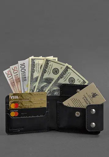 Чоловіче шкіряне портмоне Zeus 9.0 чорне Crazy Horse - фото 3