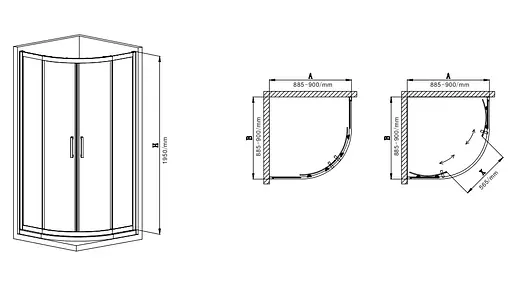 Душевая кабина без поддона Mixxus Premium Diverse SC01-90x90x195-TR Black прозрачное стекло 5 мм MI6860, Черный матовый, Универсальная, прозрачная - фото 2