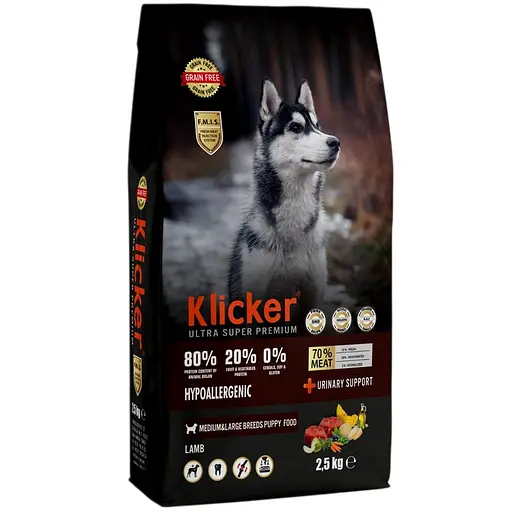 Сухий корм Klicker Холістик для дорослих собак Гіпоалергенний з ягням 2.5 кг