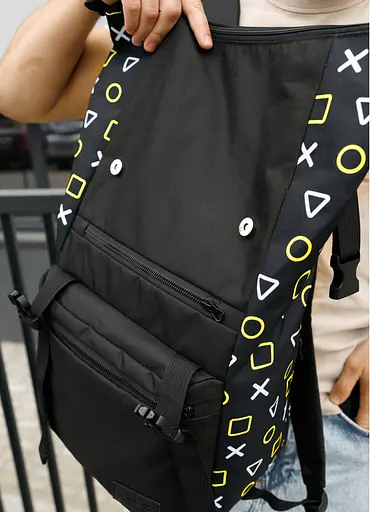 Чоловічий рюкзак Sambag Roll Top чорний оксфорд принт 41 х 30 х 16 см (24238731m) - фото 5