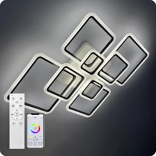 Люстра светодиодная 517 Light 3color с пультом 224Вт Черный (01555) - фото 2