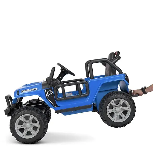 Электромобиль детский Bambi Джип Racer M 4282EBLR-4 с аккумулятором 12V и кожаным сиденьем синий - фото 5