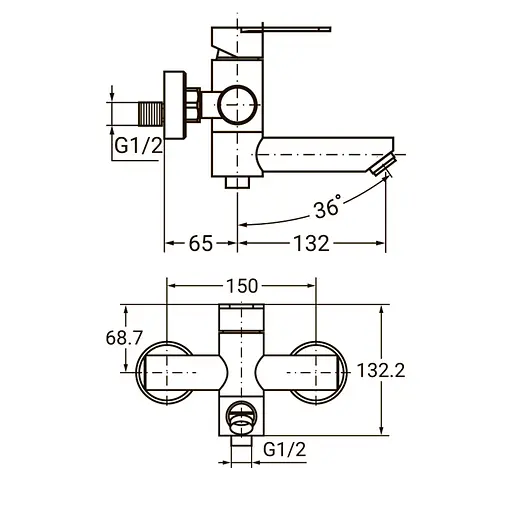 Смеситель для ванны AQUATICA HT-2C171P 9719211 - фото 2