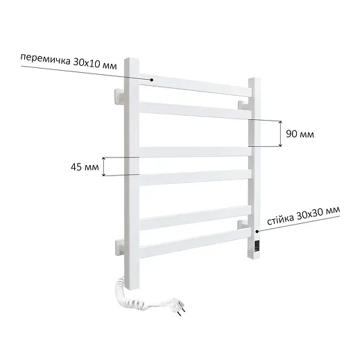 Электрический полотенцесушитель Navin Авангард 480x600 Sensor левосторонний с таймером, белый 12-028153-4860, Белый матовый, Левое, Электронный - фото 2