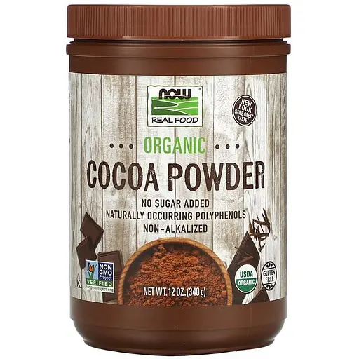 Порошок какао Now Foods Real Food Cocoa Powder органічний 340 г - фото 1