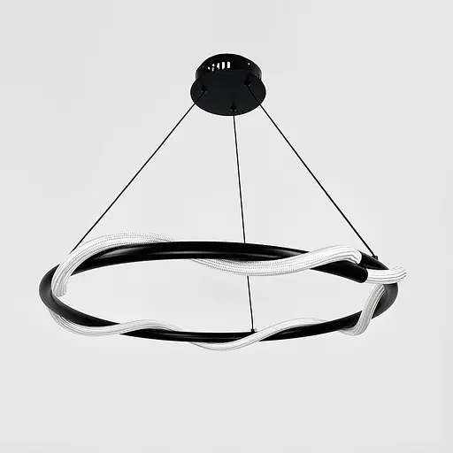 Люстра с черным кольцом и оплетенным неоном Ø 60 см | Ст. JU 25-600 BK | Line F - фото 7