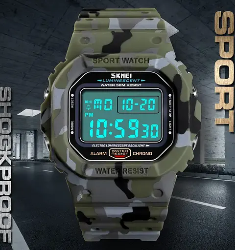 Мужские спортивные часы Skmei 1471 (Зеленый камуфляж) - фото 6