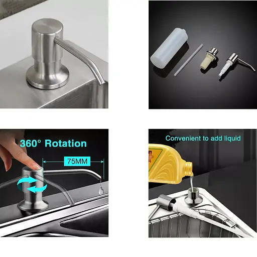 Дозатор для рідкого мила Globus Lux SS8445, Нержавіюча сталь - фото 2