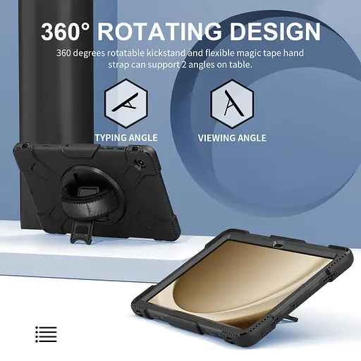 Чохол Rugged 3 Layers броньований протиударний з захистом-360 Samsung Galaxy Tab A9+ Plus SM X210 X215 Чорний - фото 10