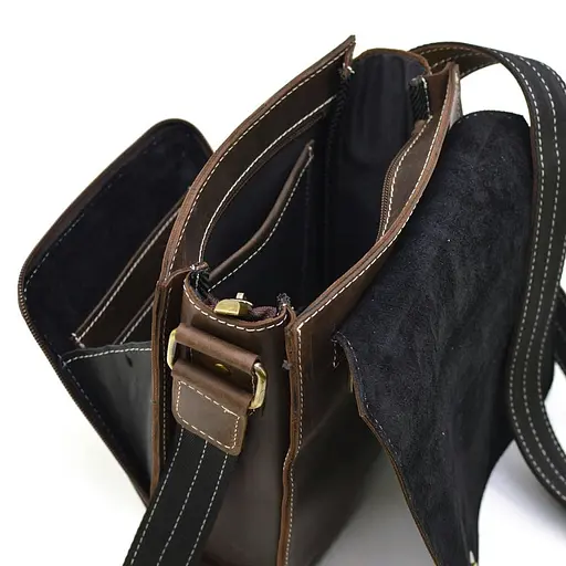 Кожаная мужская сумка через плечо TARWA 26х22х6 см sum0025826 - фото 7