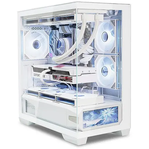 Корпус ALmordor QX25M LCD белый, без БП, для MicroATX/Mini ITX, 1xUSB-C, 2xUSB-A 3.0, макс. CPU - 160 мм / VGA - 410 мм / PSU - - фото 1