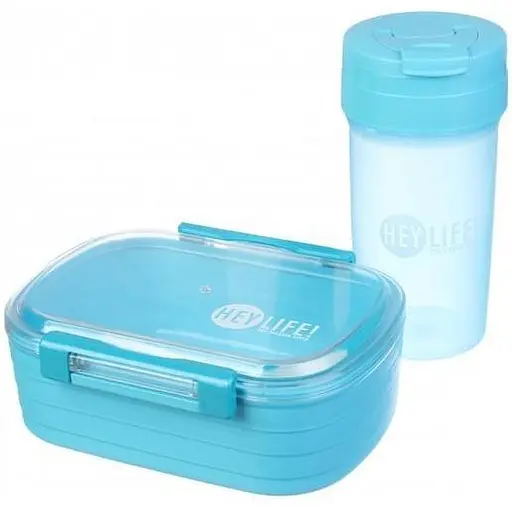 Ланчбокс з пляшкою блакитний Laprida харчовий пластик 1 л + 0.5 л  (64-21-748)