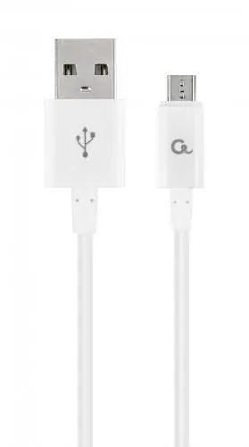 Кабель USB 2.0 AM - microUSB (5P), 1 м, білий, Cablexpert, 2.1A (CC-USB2P-AMmBM-1M-W) - фото 1