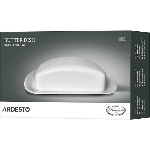 Маслянка Ardesto порцеляна 20.3х12.7х6.4 см біла (AR3751) - фото 7