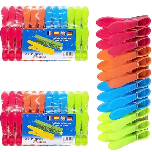 Прищіпки для білизни пластикові "Кольорові" 24 шт, 8 см 083, 24 шт. - фото 2