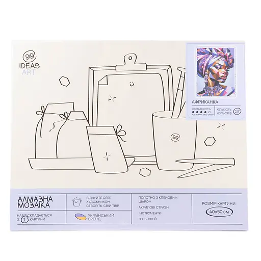 Набір з алмазною мозаїкою "Африканка" 40*50 см, IDEA2-CK6587, ТМ "99IDEAS" - фото 4