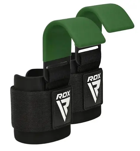 Крюки для тяги на запястье RDX W5 Gym Hook Strap Army Green Plus (WAN-W5AG+) - фото 1