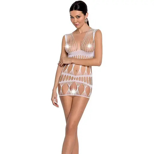 Бодистокинг-платье Passion BS089 white мини плетение в виде паутины One size