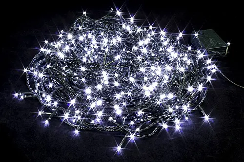 Світлодіодна гірлянда нитка на ялинку Біла 28 метрів 400 лампочок Laplandia інтер’єрна від мережі чорний провід (w.01.5B.400-)