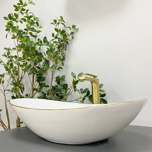 Умивальник VBI Turin white gold Edge накладний VBI-011508, Золотий - фото 3