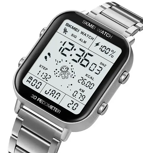 Чоловічий наручний годинник Skmei 1888 asponaut фітнес трекер (Сріблясті) - фото 3